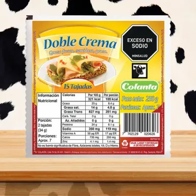 Queso Doble Crema Tajado 250 g