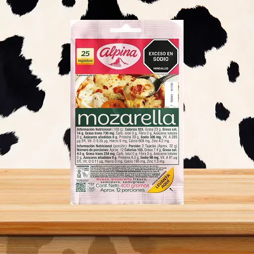 Queso Mozzarella 25 Tajadas 400 g